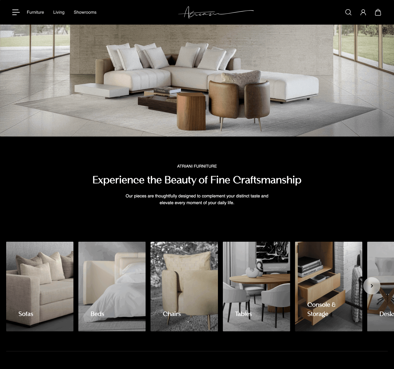 Atriani, a home décor brand, uses Aurora theme for Shopify