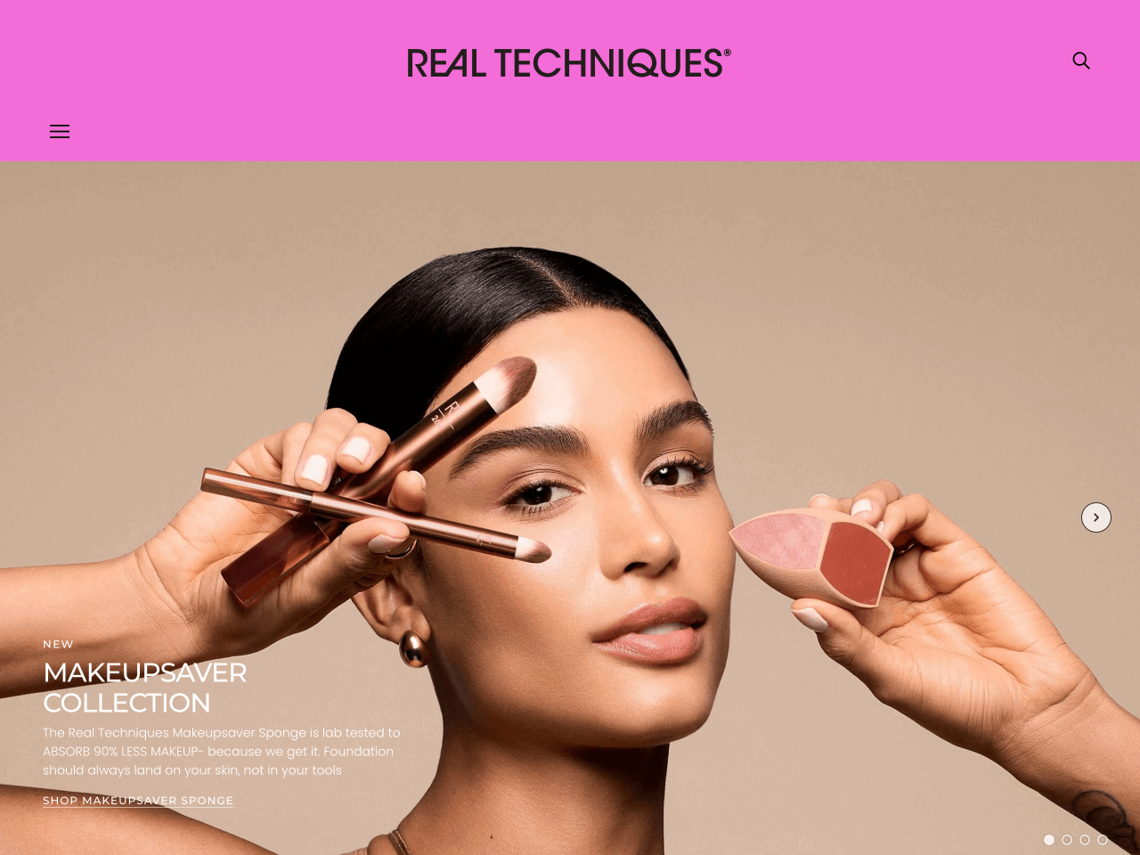 Real Techniques is a beauty store using Blockshop as a theme of choice