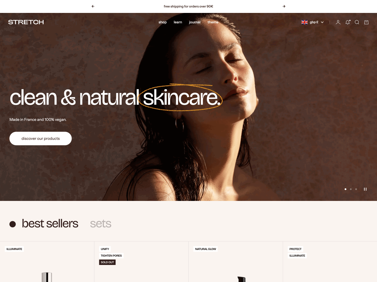 Stretch is a beauty and skincare Shopify theme by Maestroo