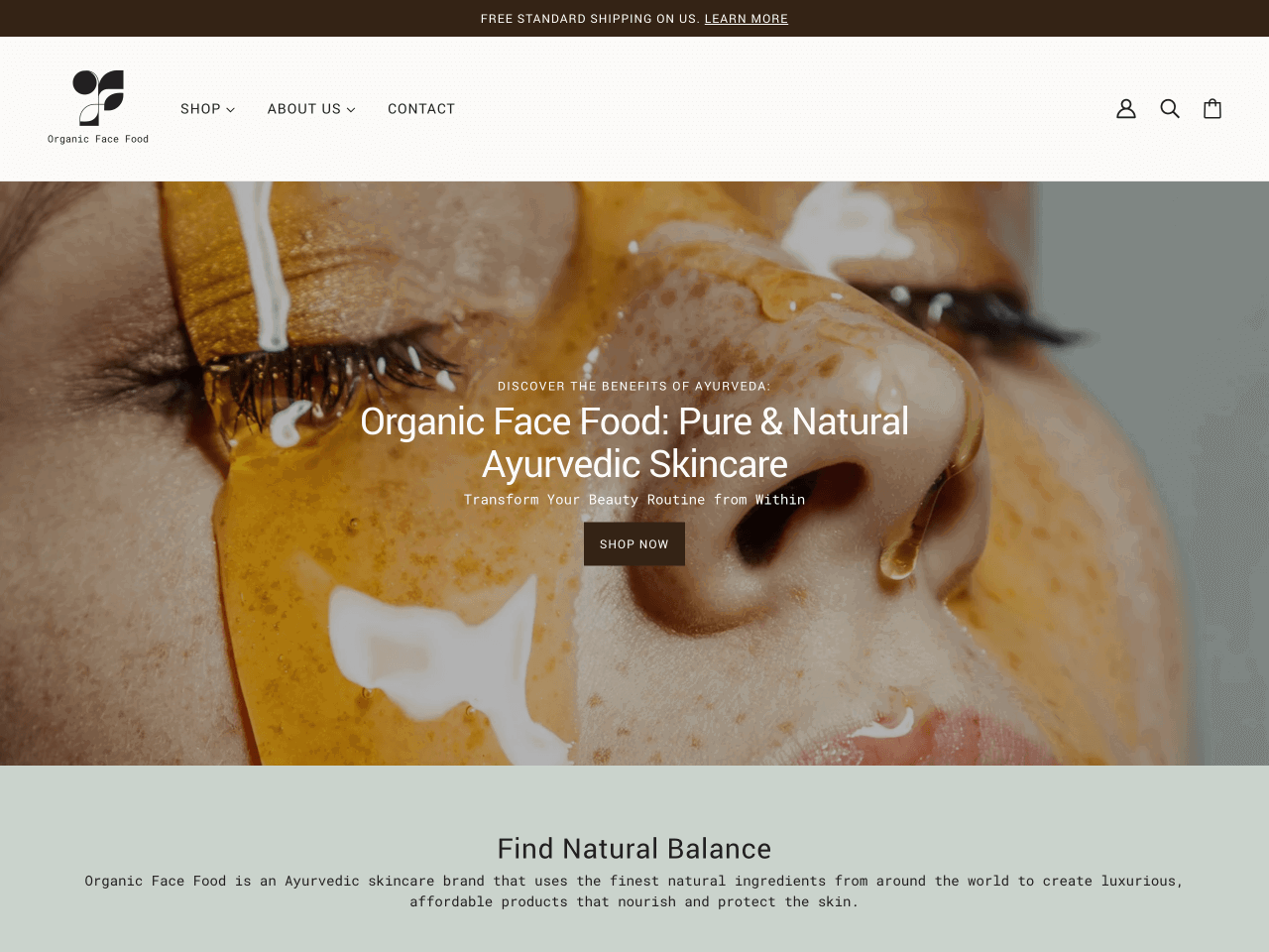 Organic Face Food is a skincare brand using Beyond Shopify theme