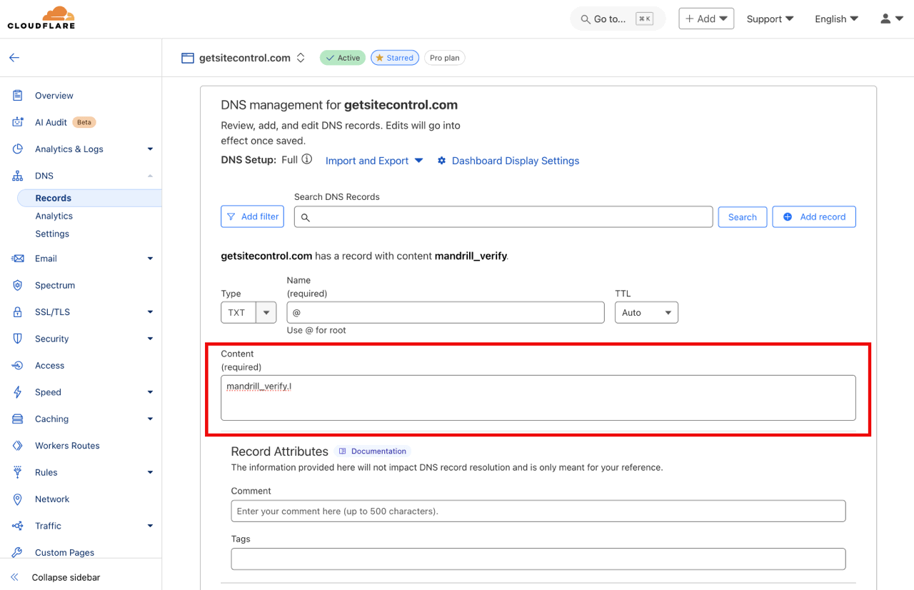 TXT record setup for SPF: Content