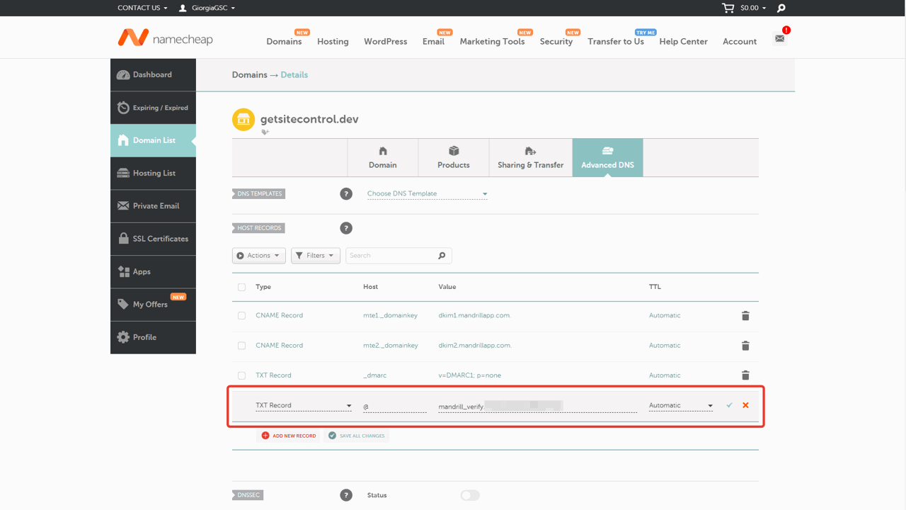 TXT record setup for SPF