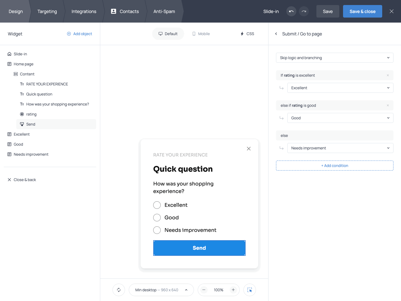 A complete Skip logic & branching setup