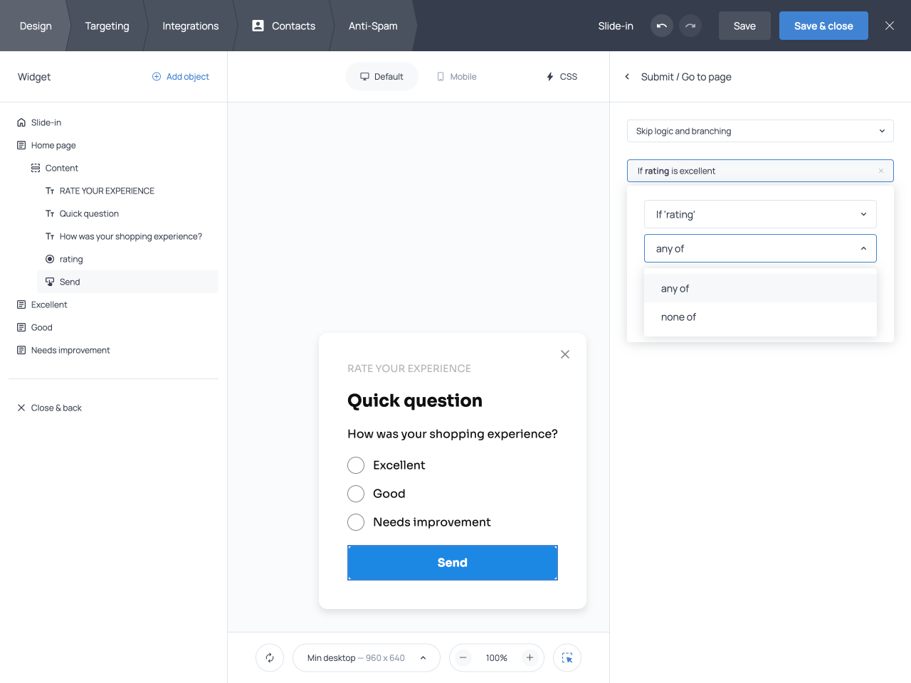 A complete Skip logic & branching setup
