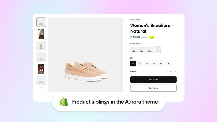 Video cover. Product siblings in the Aurora theme