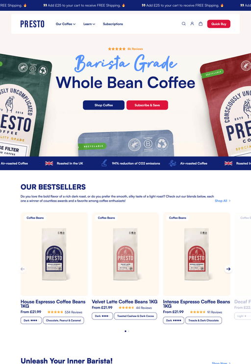 Store example. prestocoffee