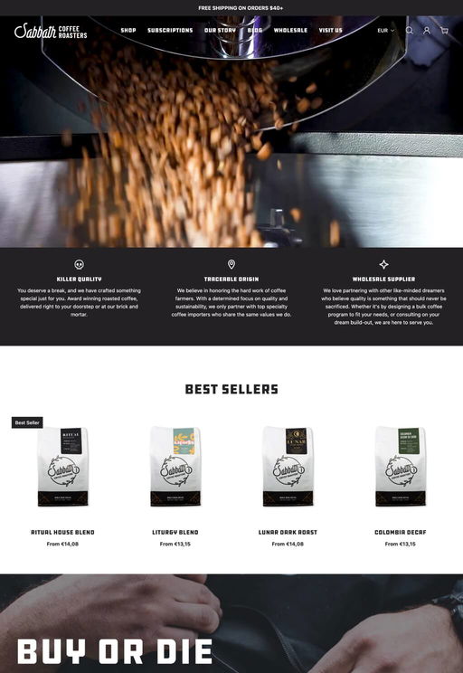 Store example. sabbathcoffeeroasters