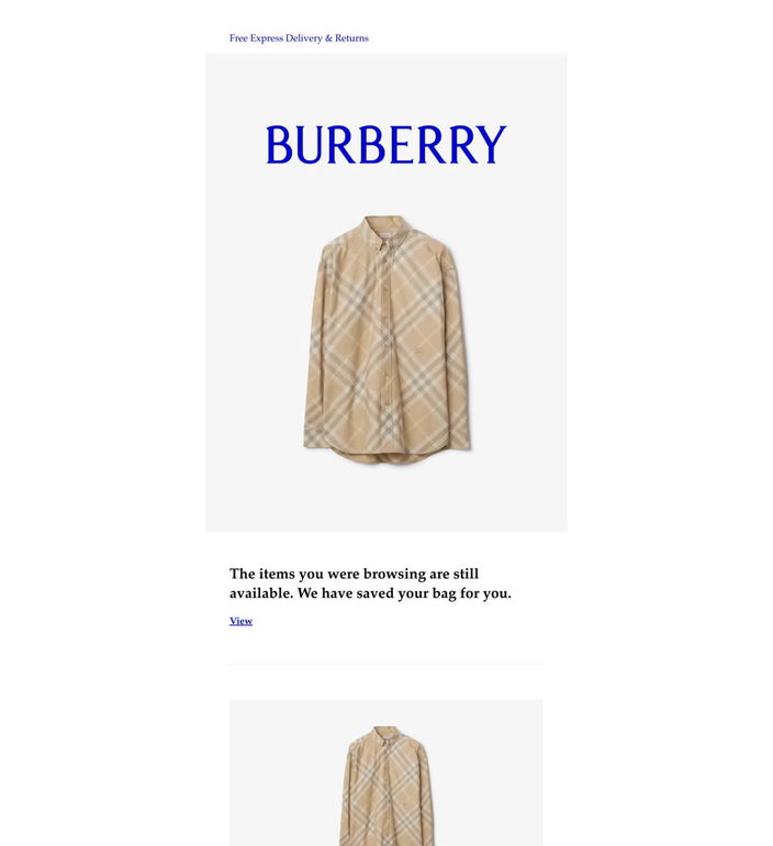 Email example. Burberry
