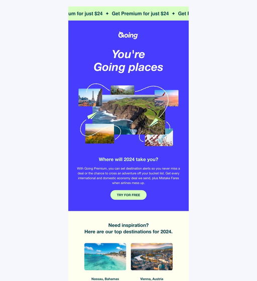 Email example. Going