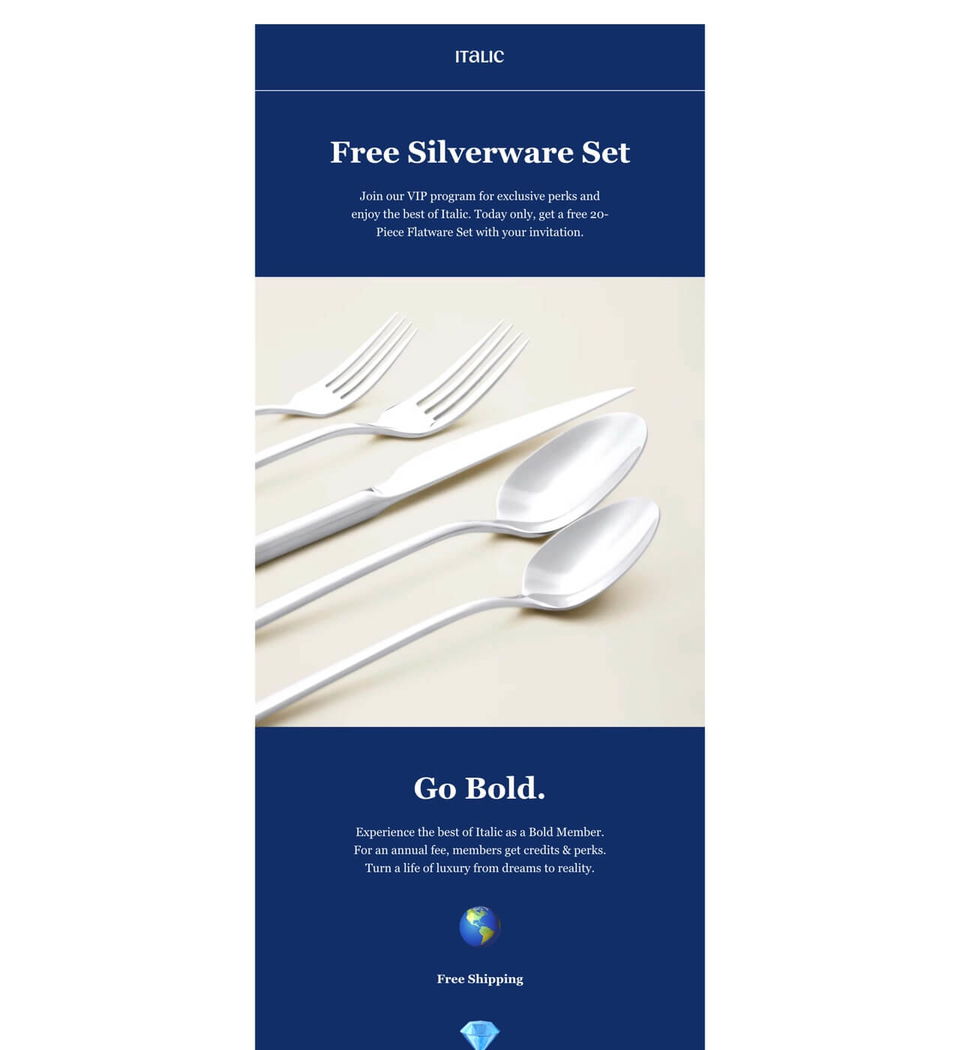 Email example. Italic