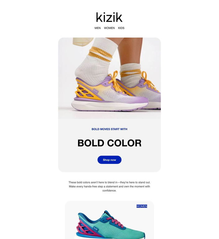 Email example. Kizik