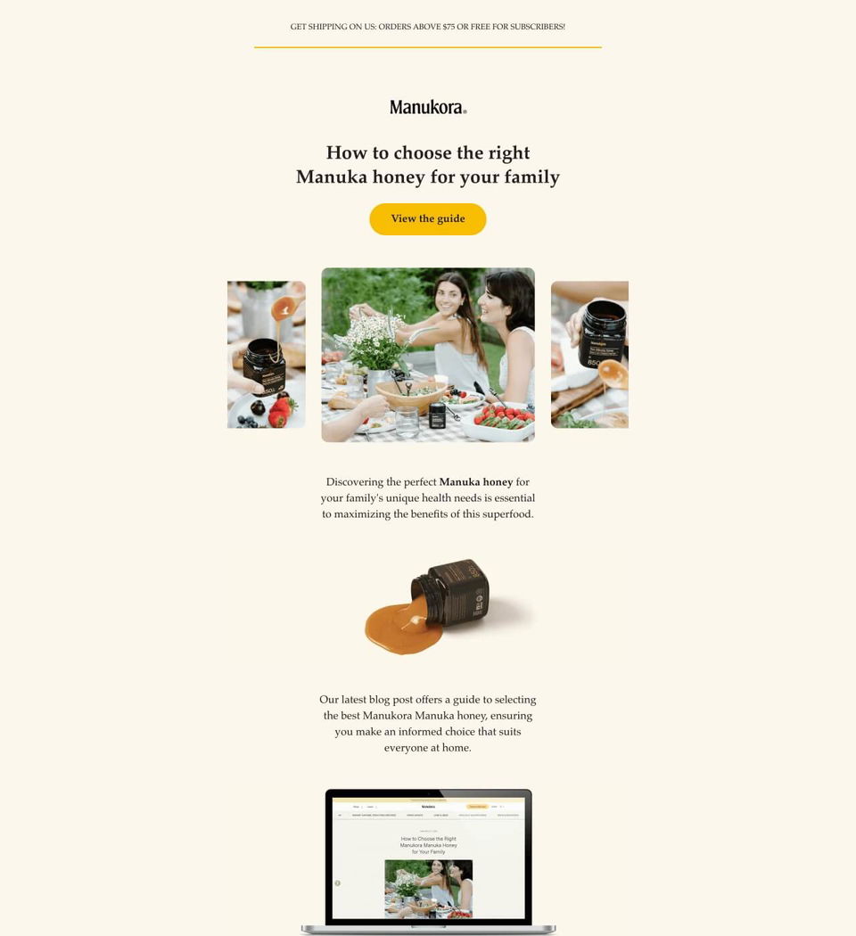 Email example. Manukora