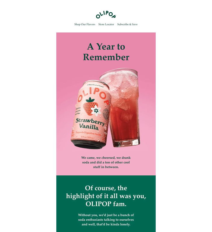 Email example. Olipop