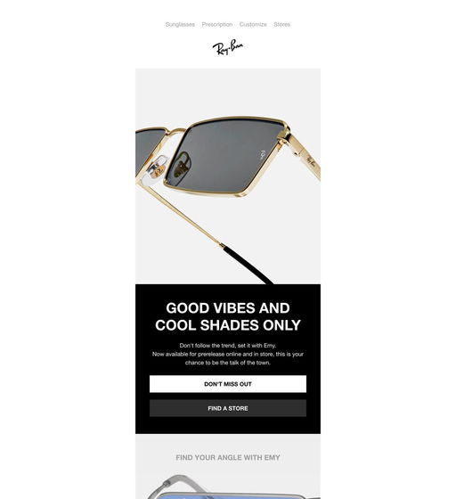 Email example. Ray Ban