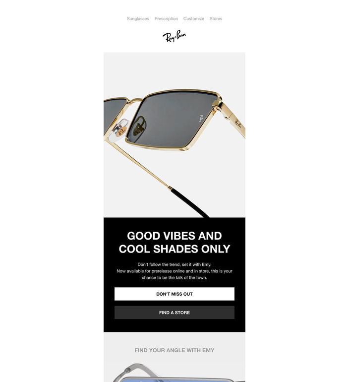 Email example. Ray Ban