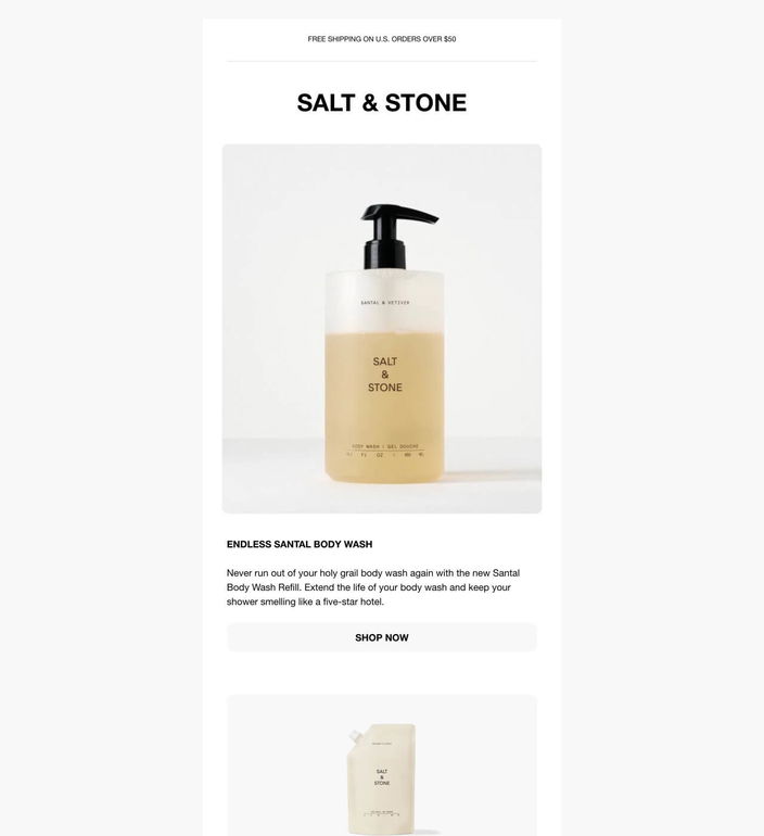 Email example. Salt & Stone