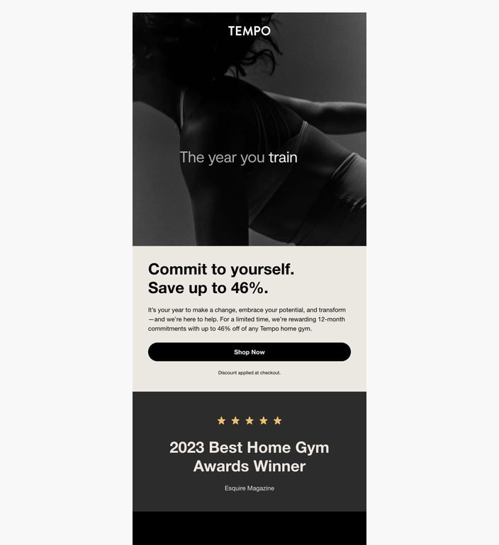 Email example. Tempo