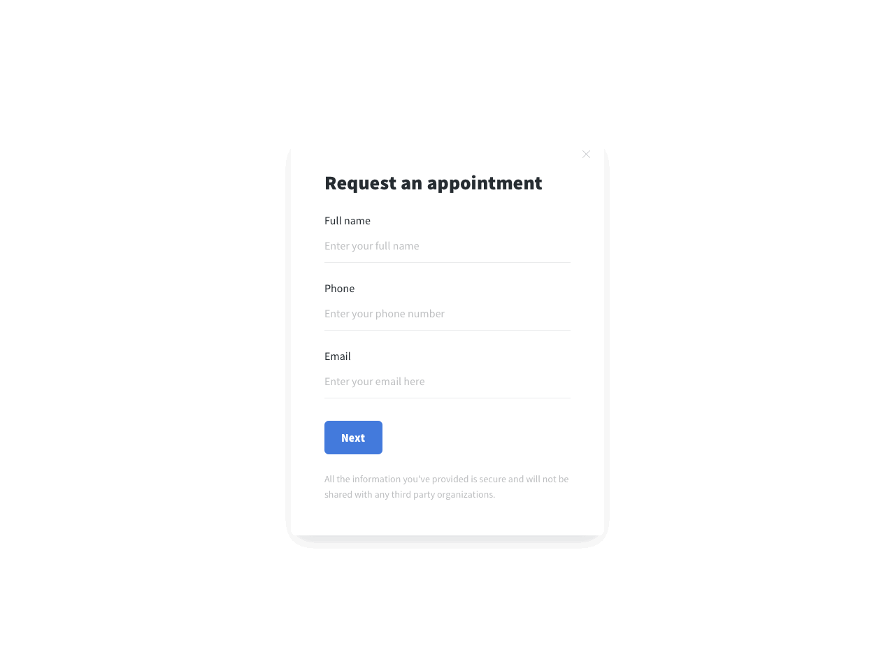 Request an appointment form