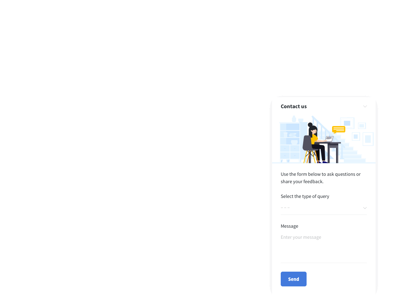 Contact form for different types of questions