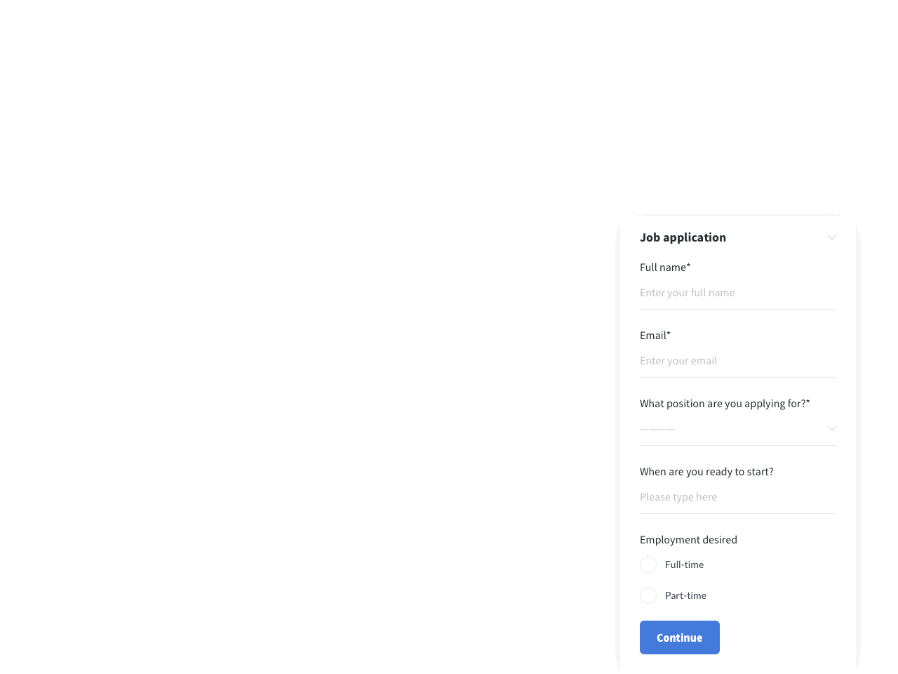 Two-step job application form