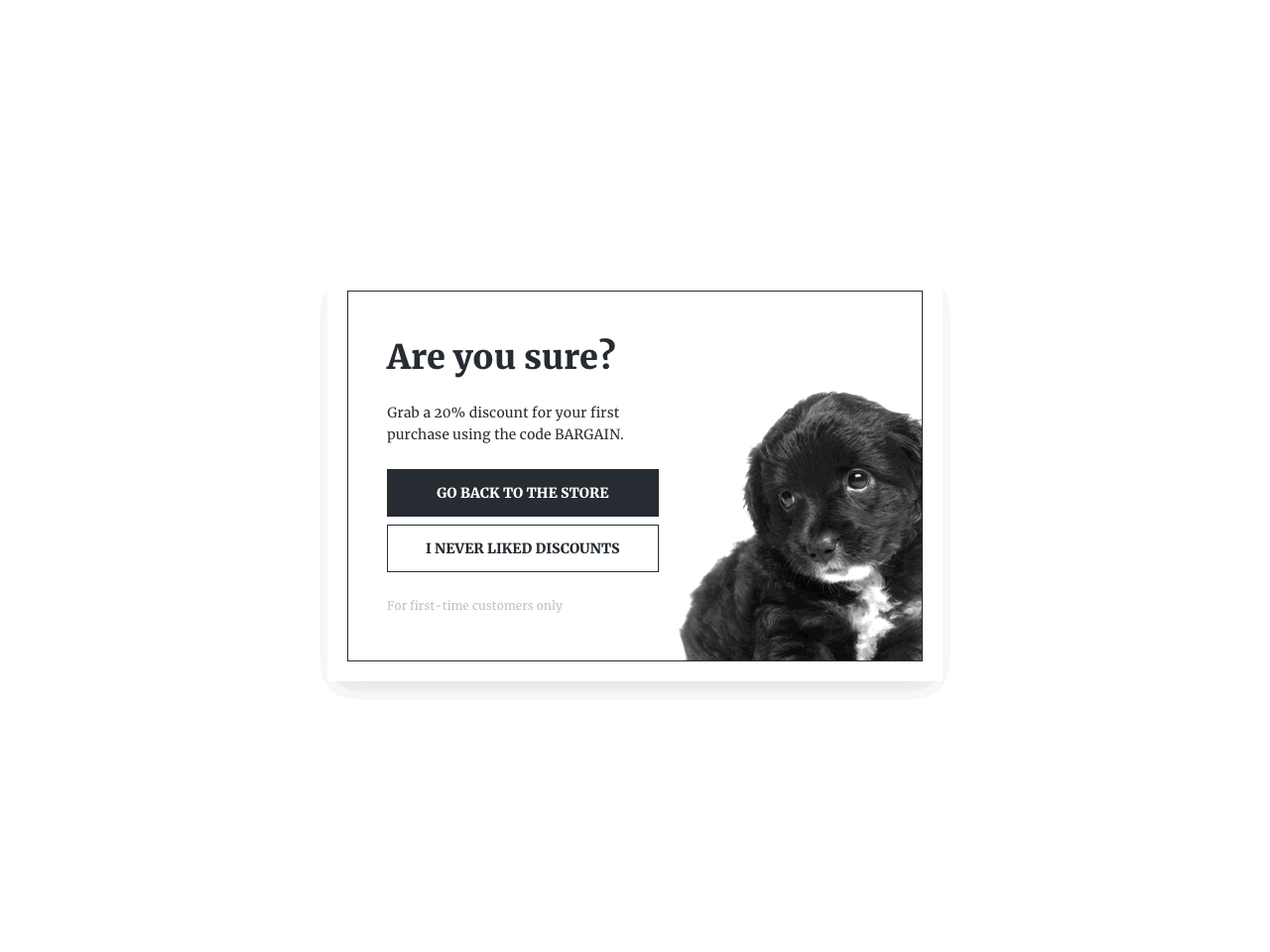 Exit popup with a discount code