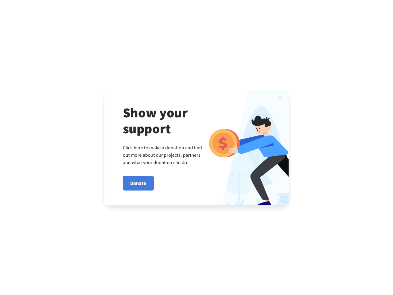 Donation request popup