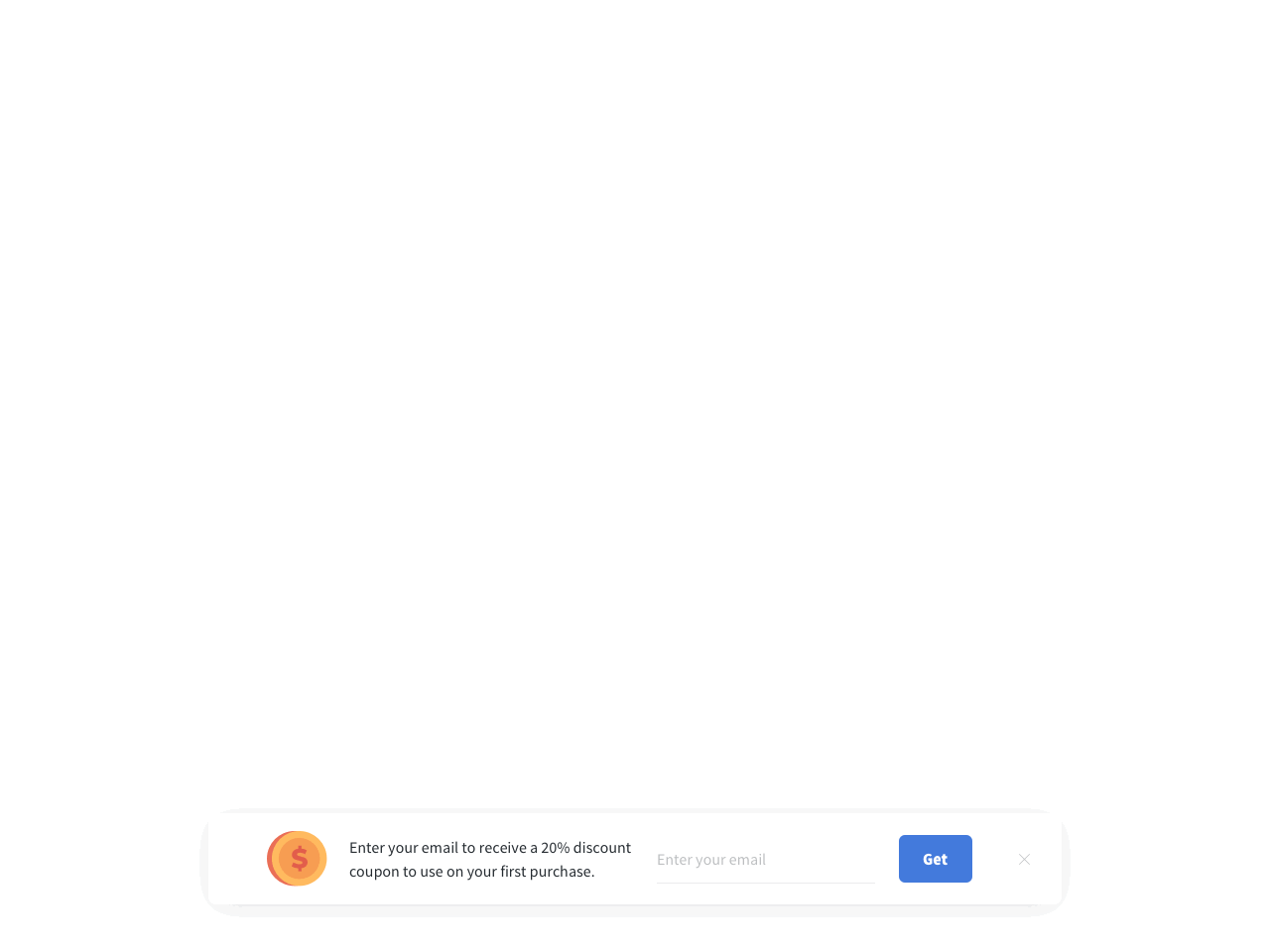 Floating bar with an email form and a discount offer