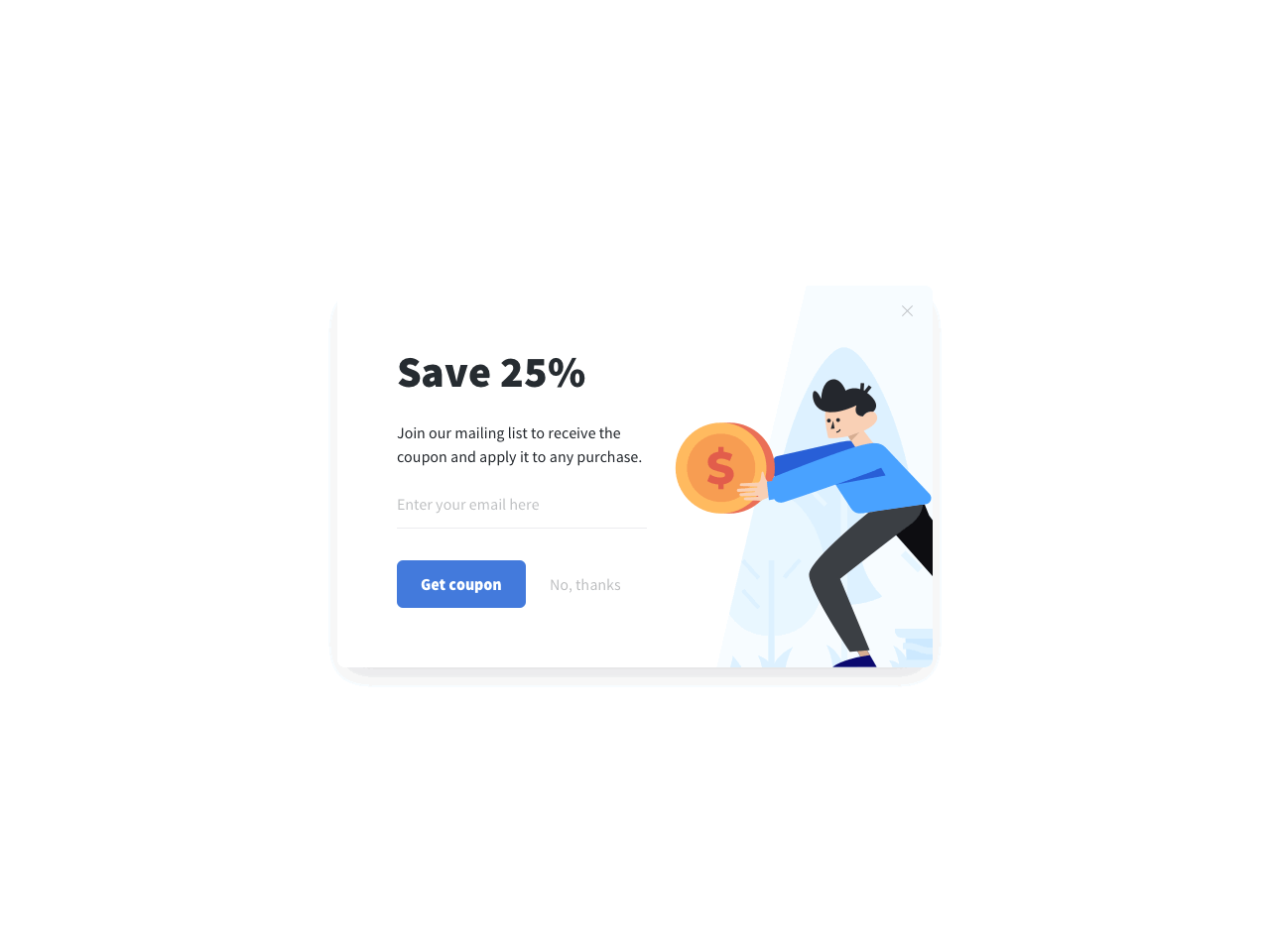 Signup form offering a coupon