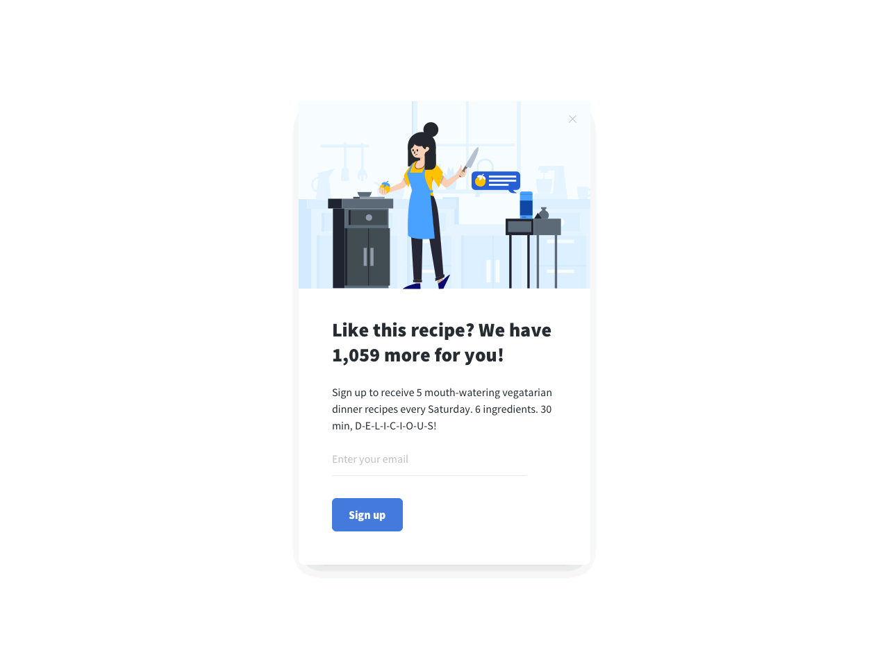 Signup form offering a content upgrade
