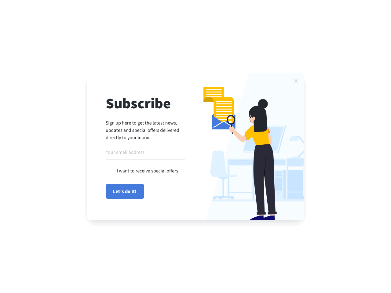 Subscription form with a consent checkbox