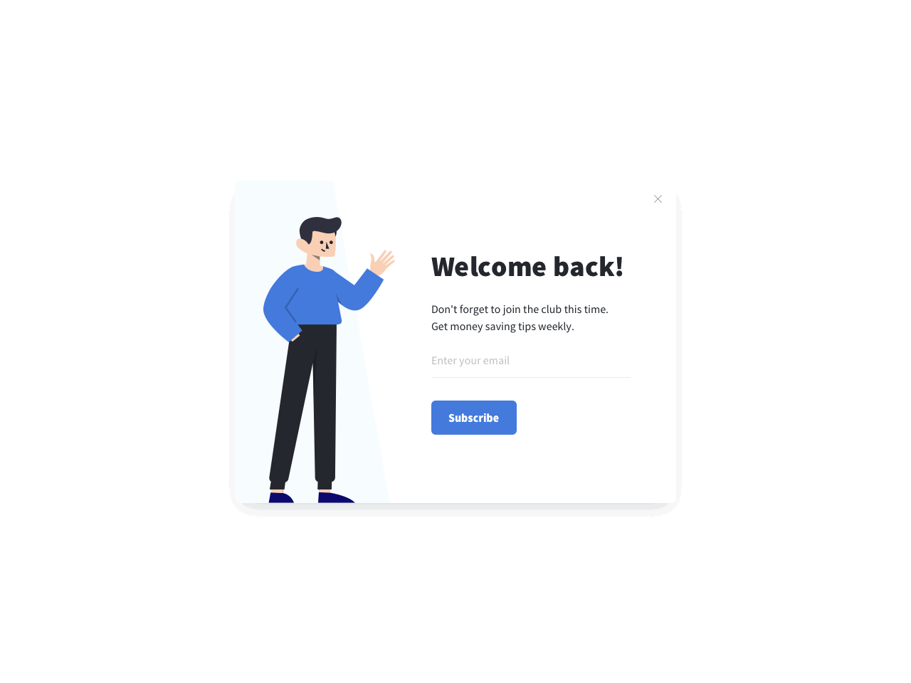 Subscription form for returning visitors
