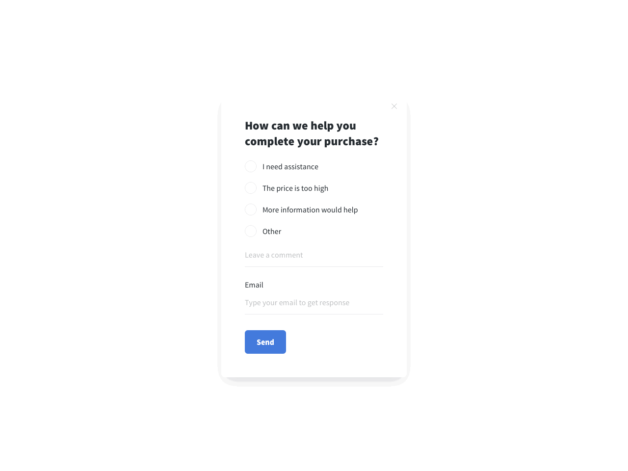 Unfinished purchase survey