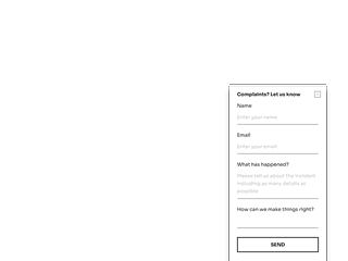 Simple template of a complaint form for a website powered by Getsitecontrol