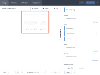 Floating button template that launches a complaint form upon click