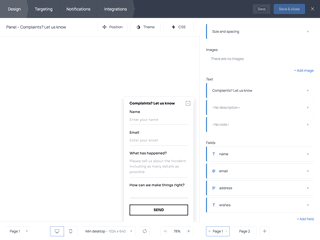 How to create a complaint form for a website using Getsitecontrol