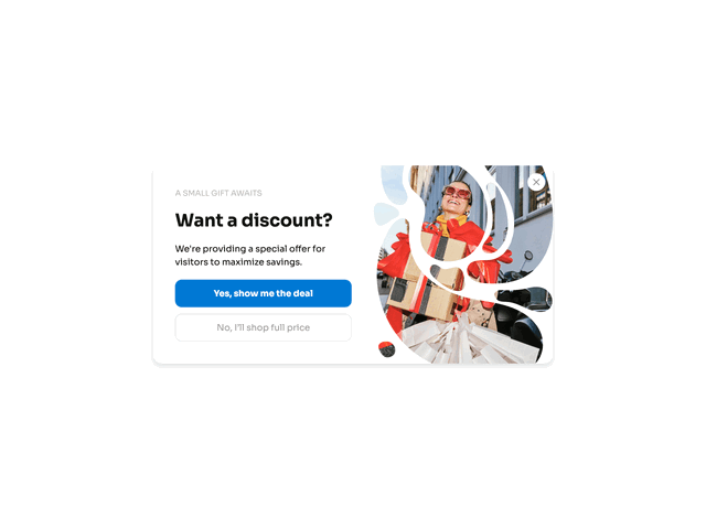 Two-step Shopify newsletter popup offering a discount