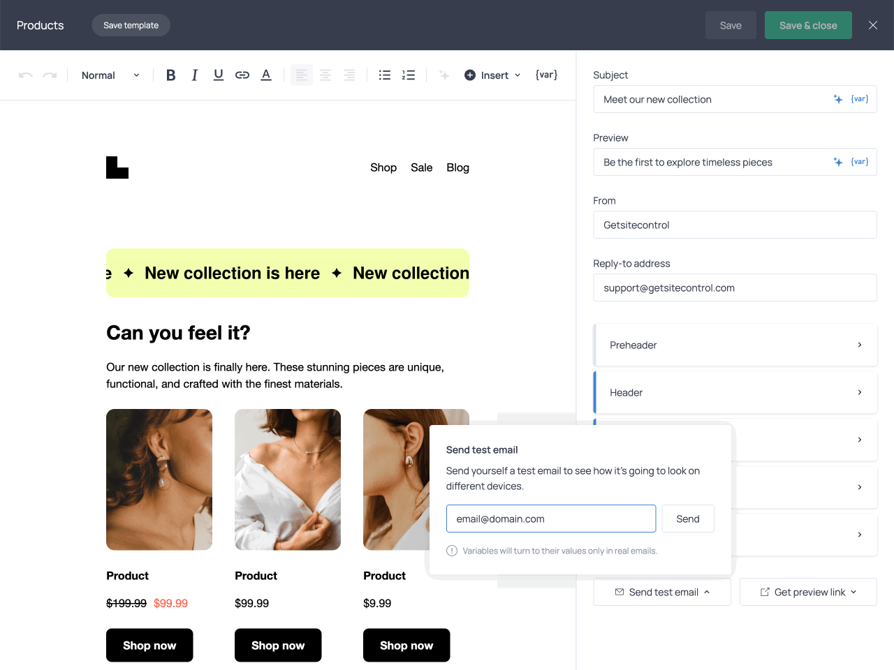 Sending a test email