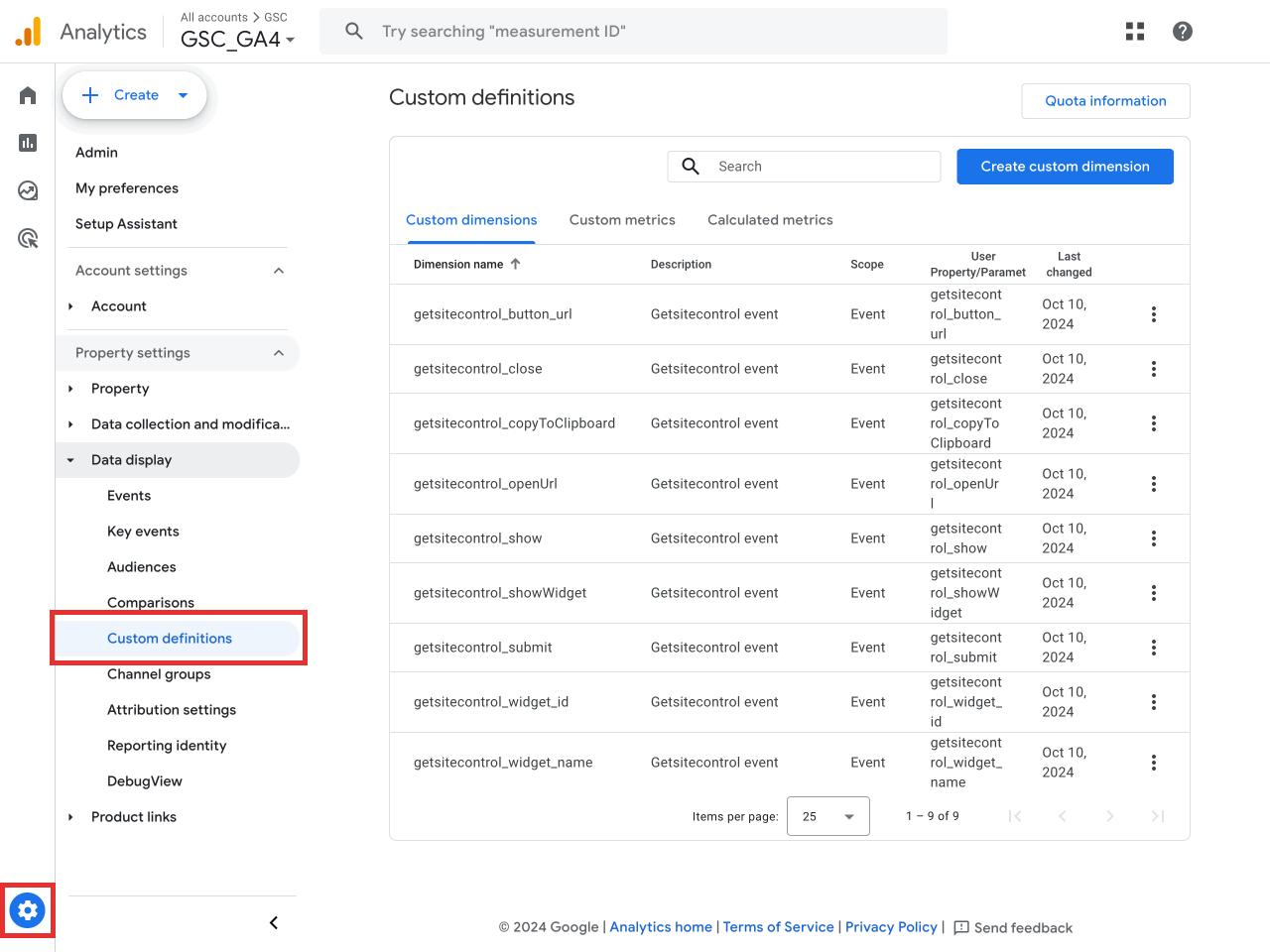 The Custom Definitions section in GA4