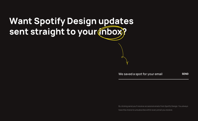 Popup design example with embedded microcopy