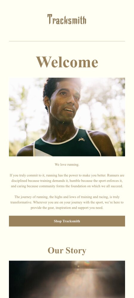 Email example. Tracksmith