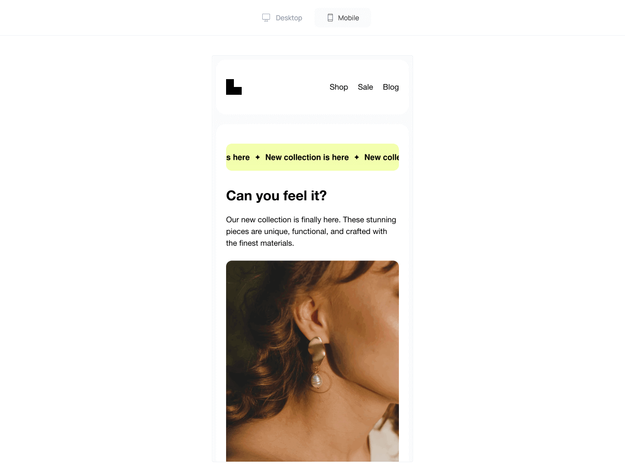 Mobile view of the email preview