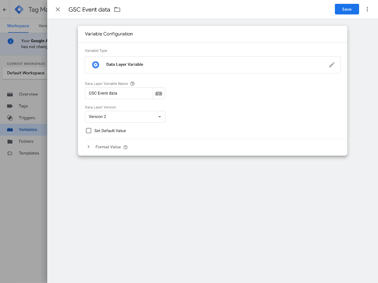 Setting up an Event Data variable