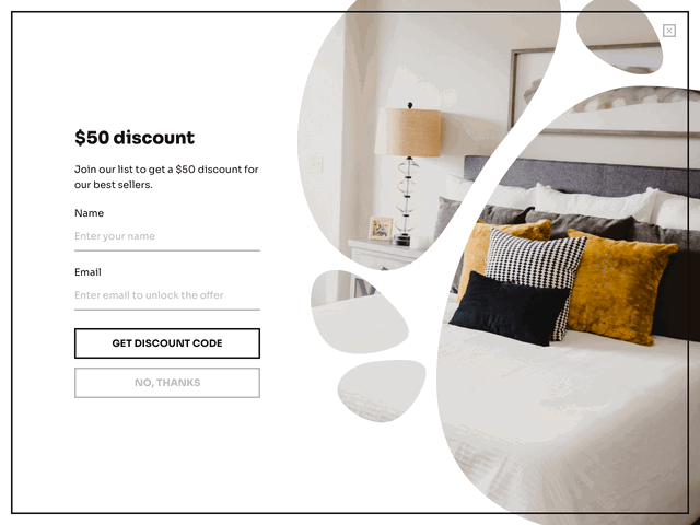 Fullscreen website overlay with an opt-out button allowing for closing the popup