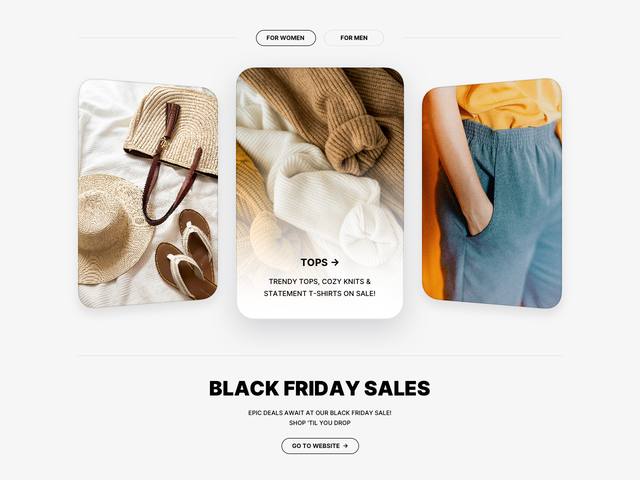 Custom Black Friday promo popup featuring collections on sale