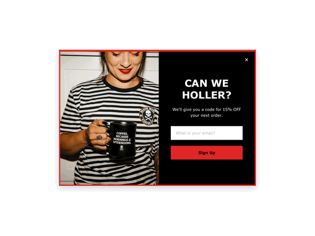 Email opt-in popup template, powered by Getsitecontrol