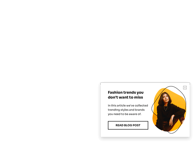 Website slide-in designed to promote related articles or products