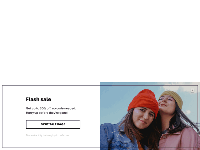 Sales promotion popup designed for clothing brands