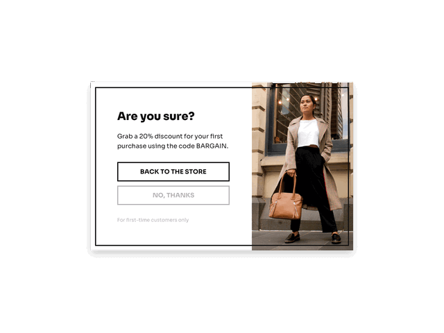 Exit-intent popup for Shopify featuring a discount
