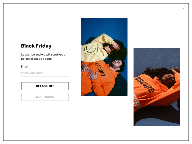 Lead generation email signup form designed for Black Friday warm-up campaign