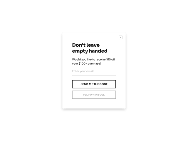 Exit-intent email popup template by Getsitecontrol